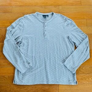 Armani Exchange Vintage Thermal Men's Henley XXL 2XL Pullover Waffle Gray Creame